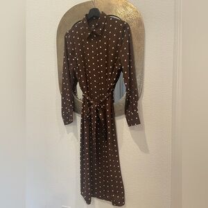 Banana Republic Factory Brown Maxi Dress with White Dots